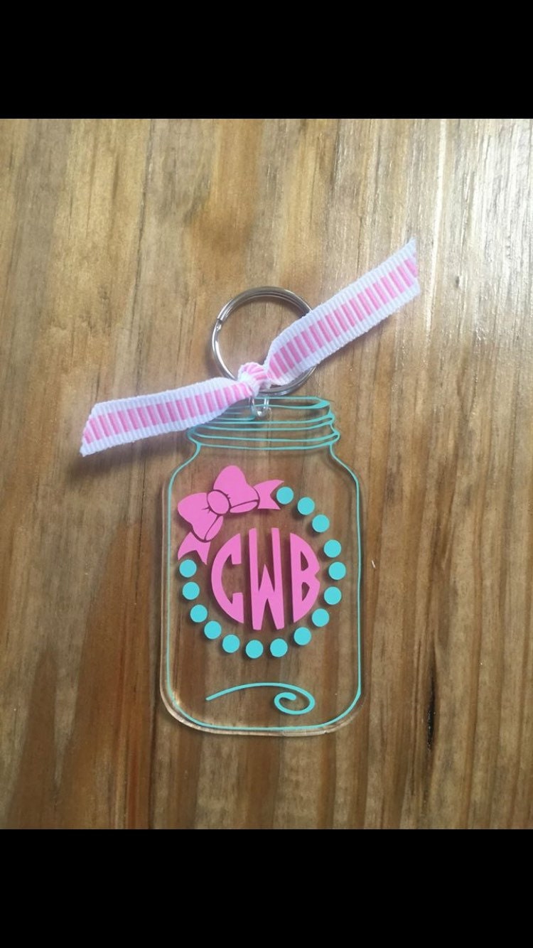 Monogram Mason Jar Keychain