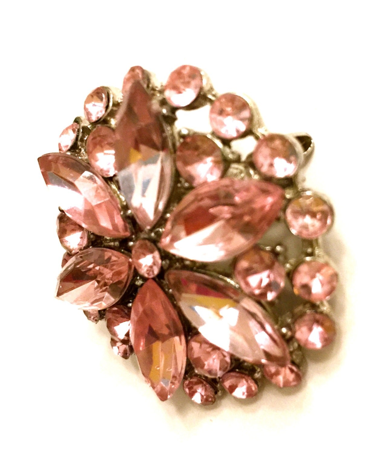 Soft Pink Rhinestone Brooch by Vintageimagine on Etsy