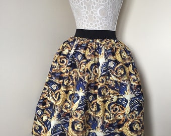 Ladies or girls Dr Who Van Gogh TARDIS full skater style skirt