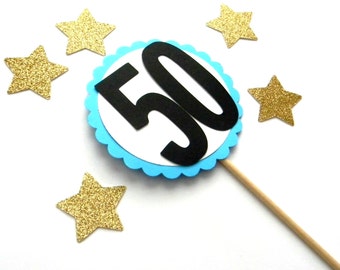 Large 50 Cake Topper, Birthday Party, Over the Hill Topper, 50s Theme Birthday, Scalloped Topper, 50s Centerpiece
