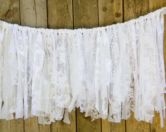 White Lace Wedding Garland 27" by 15" Baby Shower Garland, Baptism Garland, Shabby Chic Garland