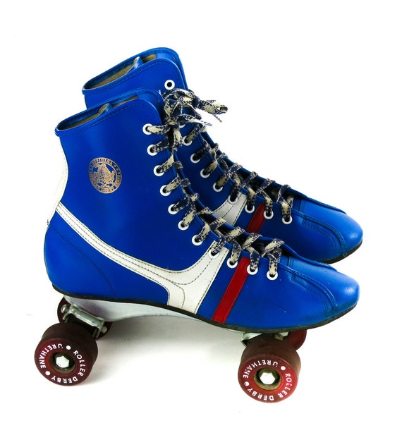 Vintage Official Roller Derby Skates Red White & Blue Old