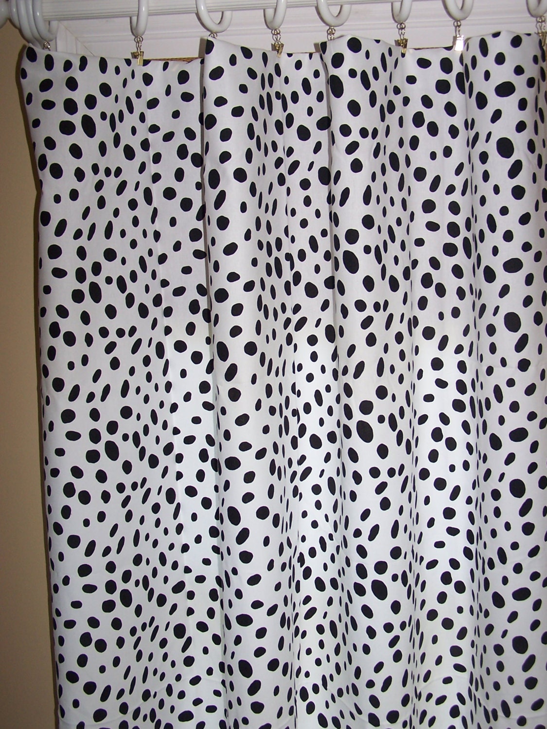 Black and White Curtain Panels. Dalmation.Polka Dots. Window
