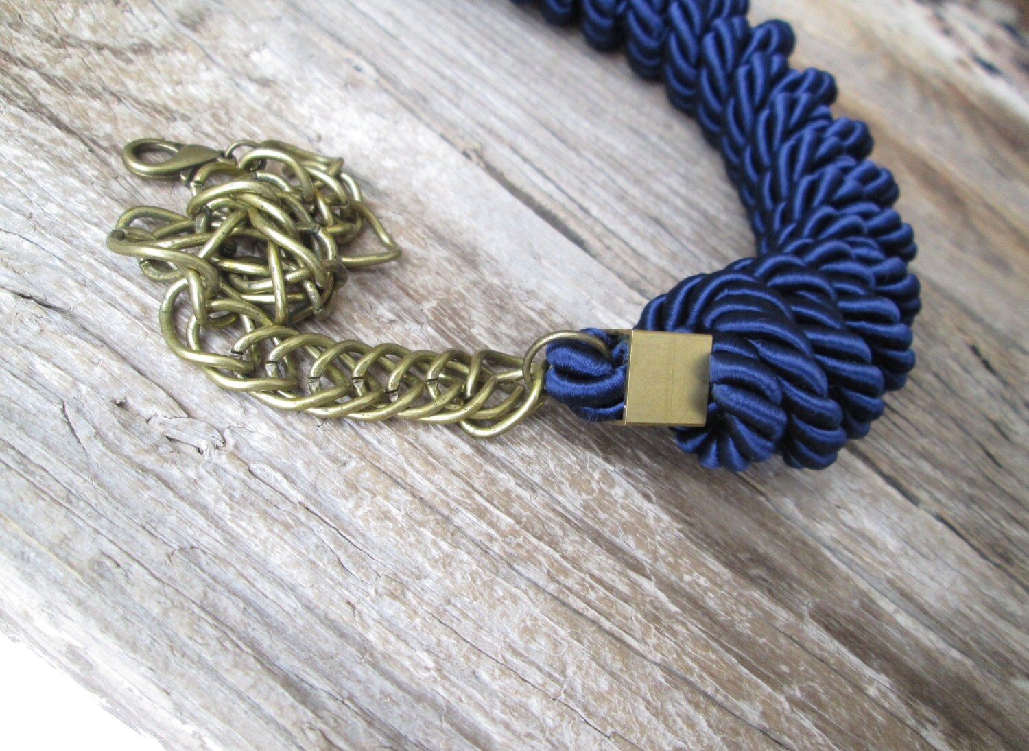 Navy blue Rope necklace knot necklace