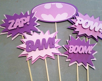 Batgirl Centerpiece,5 pc, Superhero party, Batgirl Party, Batgirl Birthday Party