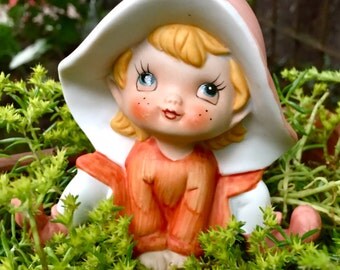 Adorable Little Ceramic Figurine Garden Pixie Elf Gnome by Homco