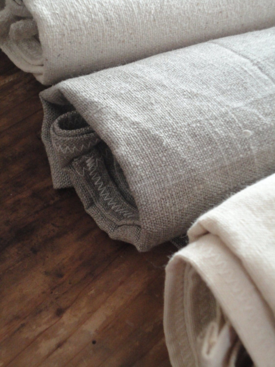 set of 3 ROUGH bath towels _ handmade from natural ramie