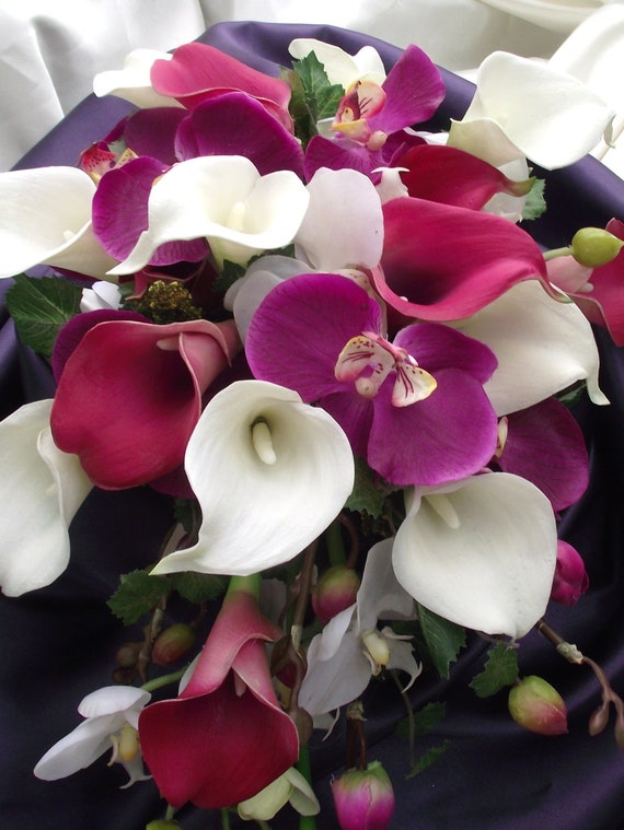 Orchid wedding bouquet orchids and calla lilies cascade