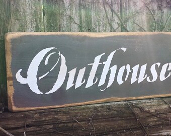 Rustic outhouse sign | Etsy