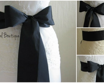 Black ribbon sash Black wedding sash Black dress sash Wedding ribbon sash Dress ribbon sash Black bridesmaids sash Black bridal sash