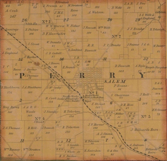 Columbiana County Ohio 1860 Wall Map Reprint with by Oldmap