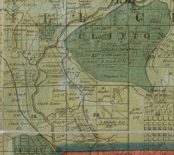Hamilton County Ohio 1856 Wall Map Reprint with by Oldmap