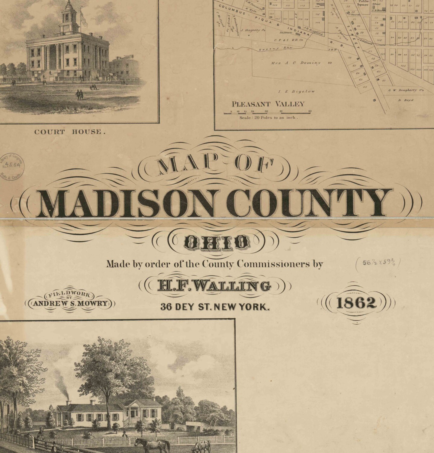 Madison County Ohio 1862 Wall Map Reprint with by Oldmap on Etsy