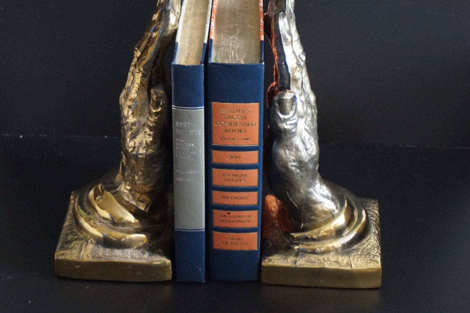 Vintage Set of Two Brass Hand Bookends by ShabbyFrenchShack