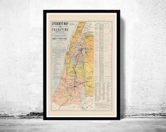Old Map of Israel Palestine Jesus, 1905, Middle East, Religious, Thematic