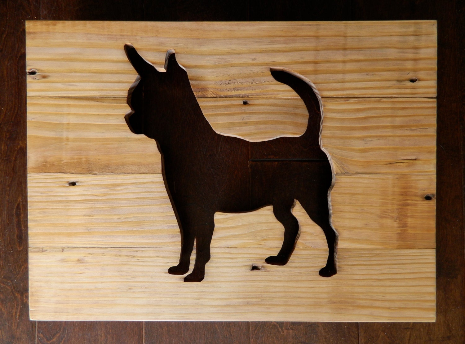 Reclaimed Wood Dog Art Wall Hanging Chihuahua Cutout