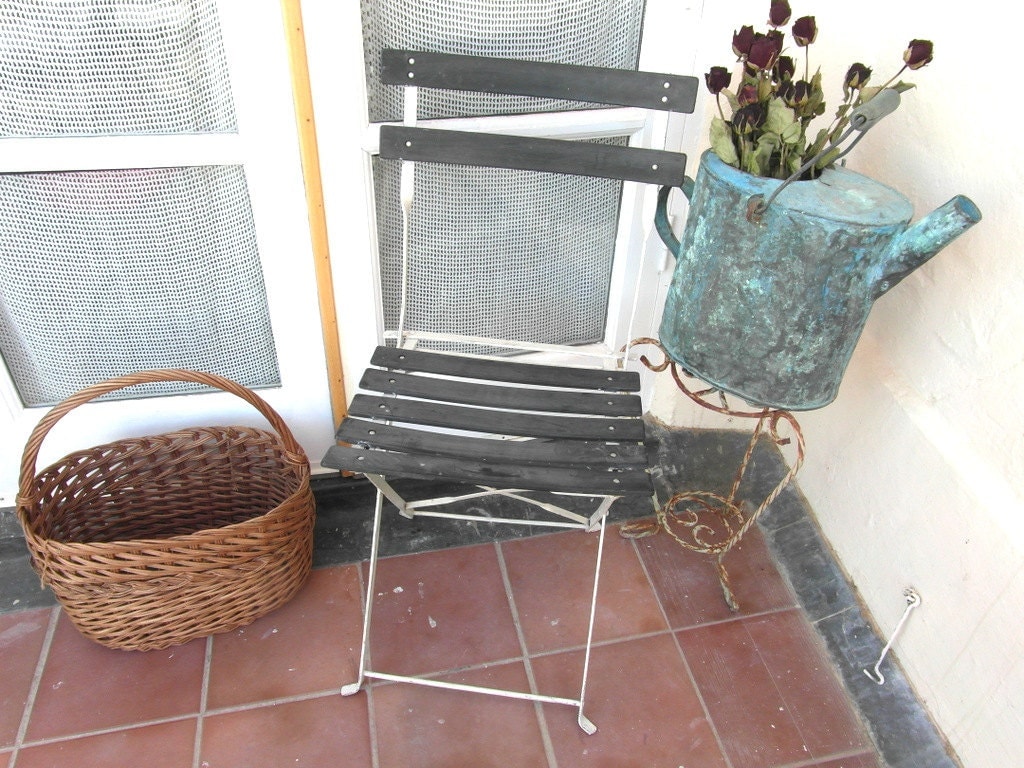 French bistro, patio chair, cottage chic, black foldable garden chair