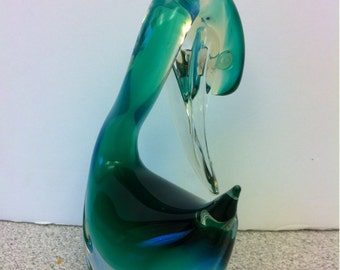 green glass swan figurine
