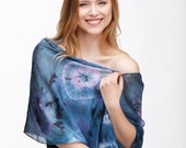 Hand painted blue silk scarf. Shibori scarf abstract. Summer women accessory. Silk neck scarf. Gift for mother, sister. Ready to ship Hand painted blue silk scarf. Shibori scarf abstract. Summer women accessory. Silk neck scarf. Gift for mother, sister. Ready to ship