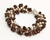 Bracelet with coffee beans -Cappuccino - Jewelry, brown bracelet, accessories, gift, jewelry from polymer clay