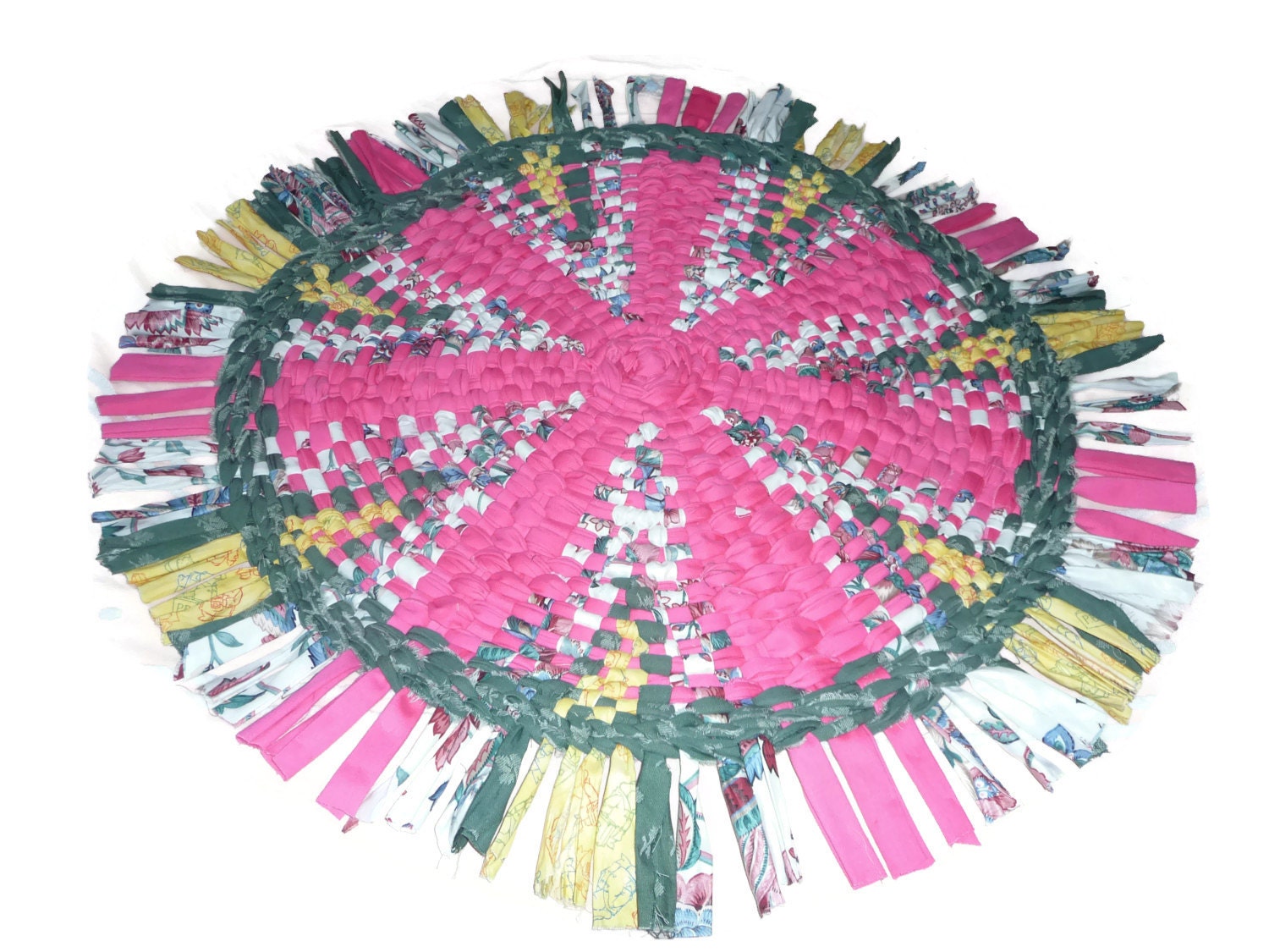 Rag Rug Woven 36 Round Wagon Wheel READY to Ship Hand