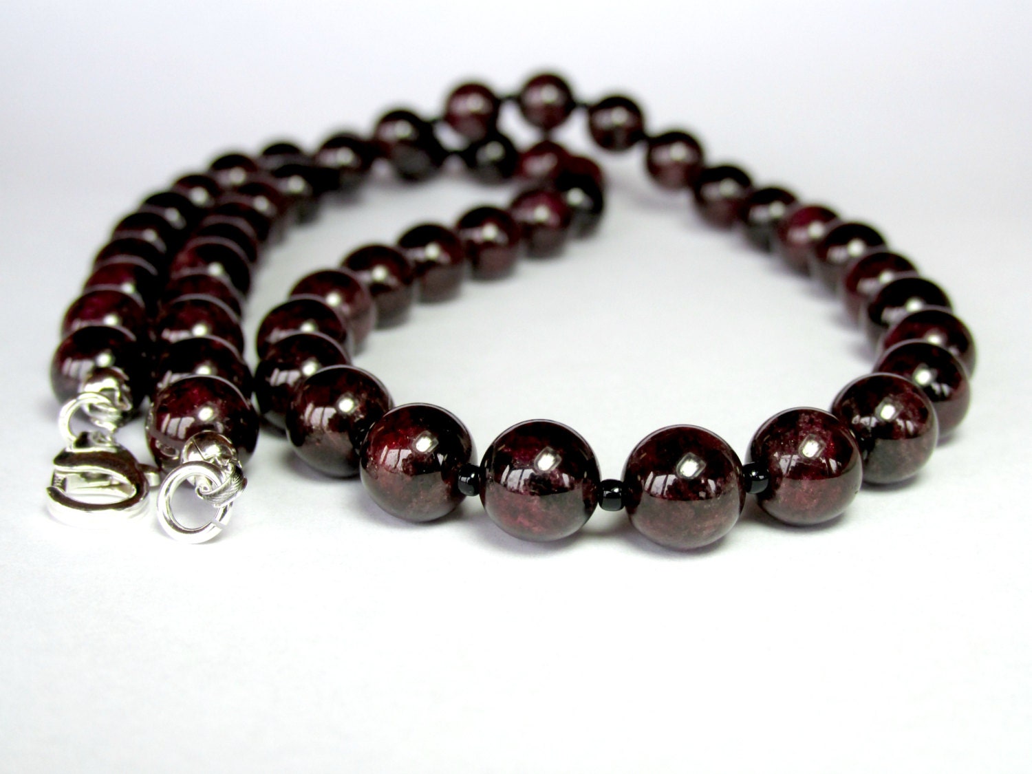 Mens Necklace Mens Beaded Necklace Mens Silver