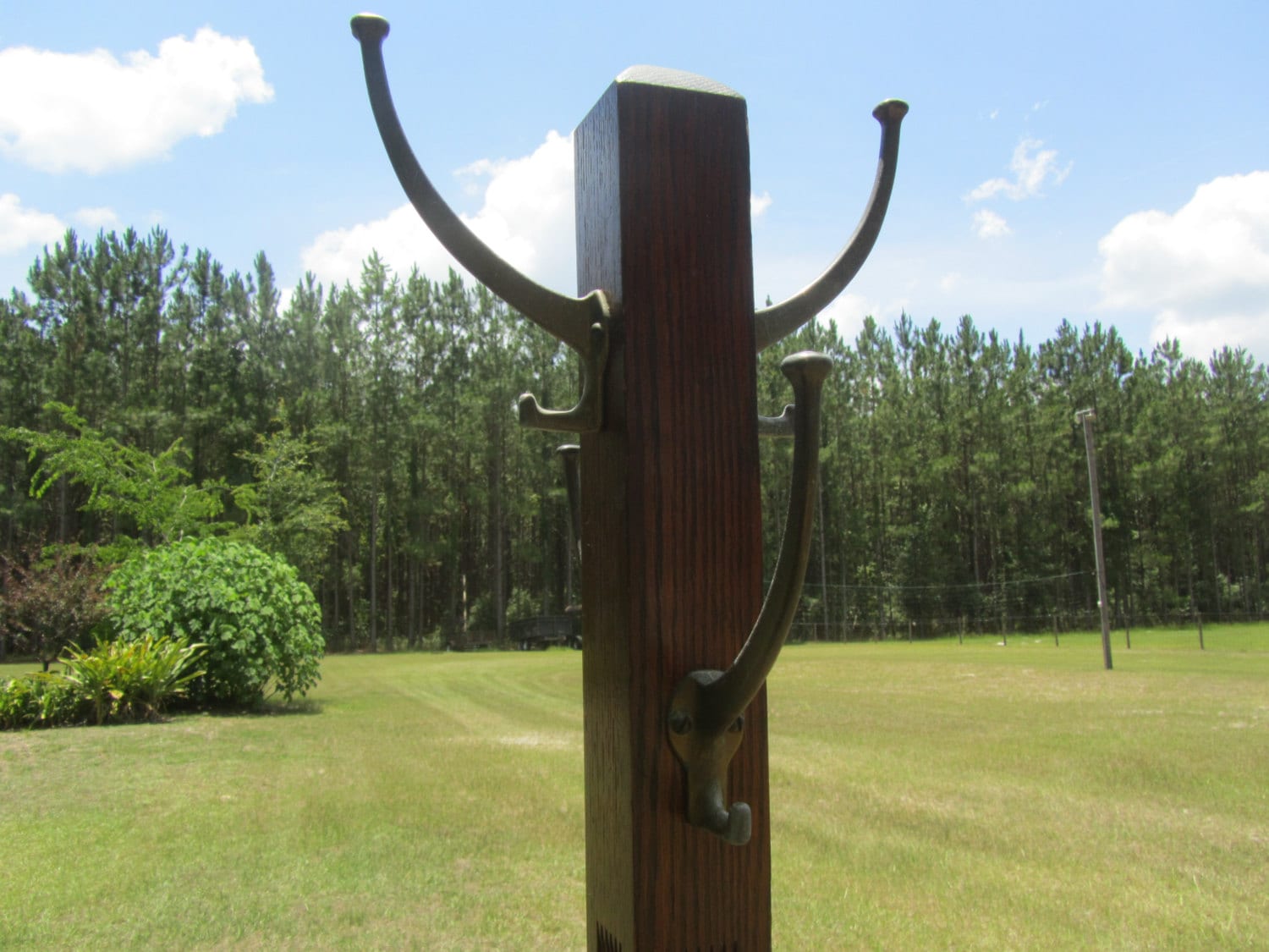 Antique Hat Rack, Oak Hat Rack, Vintage Coat Rack, Furniture, Brass Hat