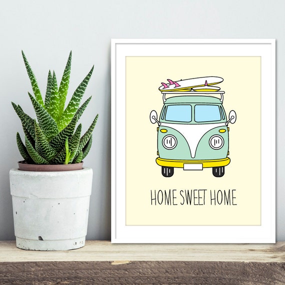 Home Sweet Home Camper Kombi Bus 8x10 Digital by LochnessStudio