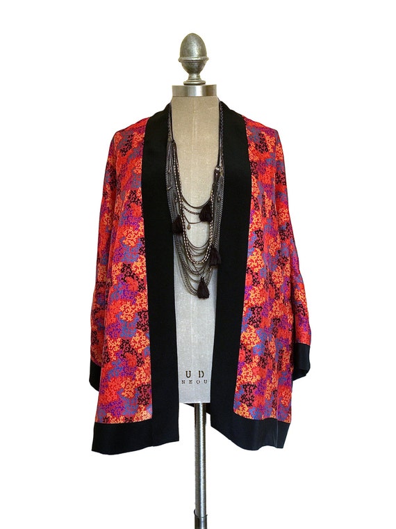 Silk Kimono jacket red and black ON SALE