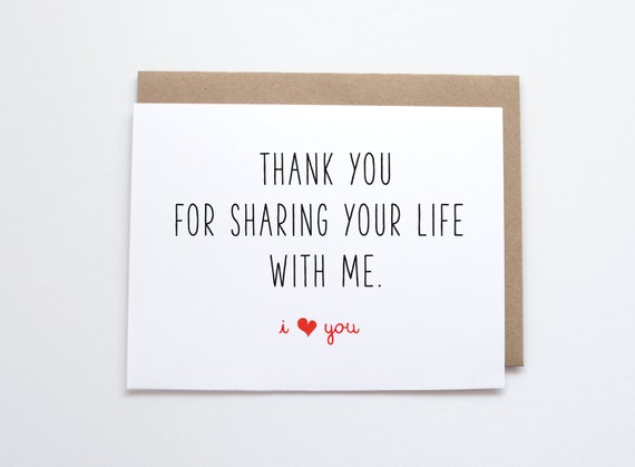 Items similar to Love Card - Thank You For Sharing Your Life With Me ...