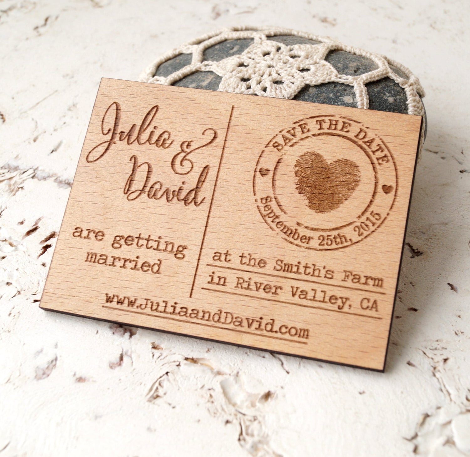 Wooden save the date magnets