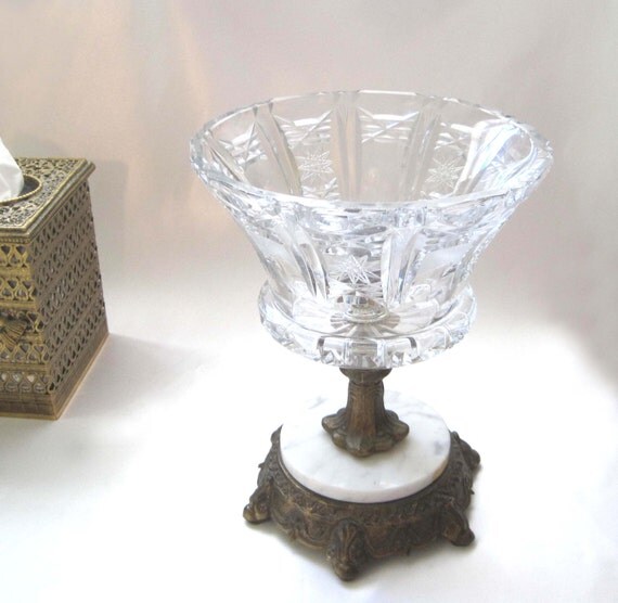 Regency Lead Crystal Compote Dish Cut Glass by SharetheLoveVintage