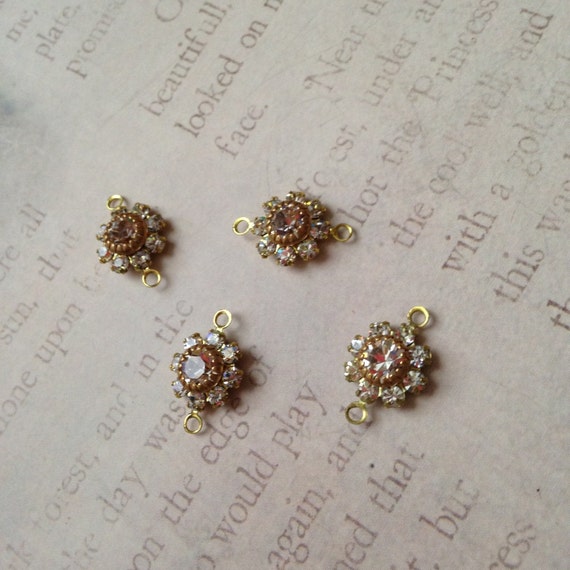 2 vintage swarovski rhinestone flower charms spacers gold pendant 10mm from 2 vintage swarovski rhinestone flower charms spacers gold pendant 10mm from