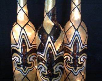 New Orleans Saints Wine Bottle Lamp
