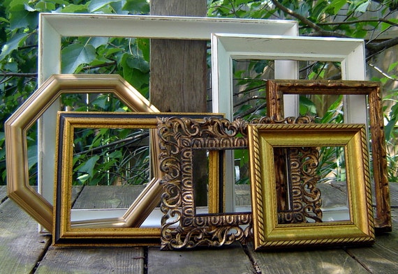 Gold Picture Frame Set Gallery Wall Frames White Gold Frames Shabby   Il 570xN.793554734 Zjjp 