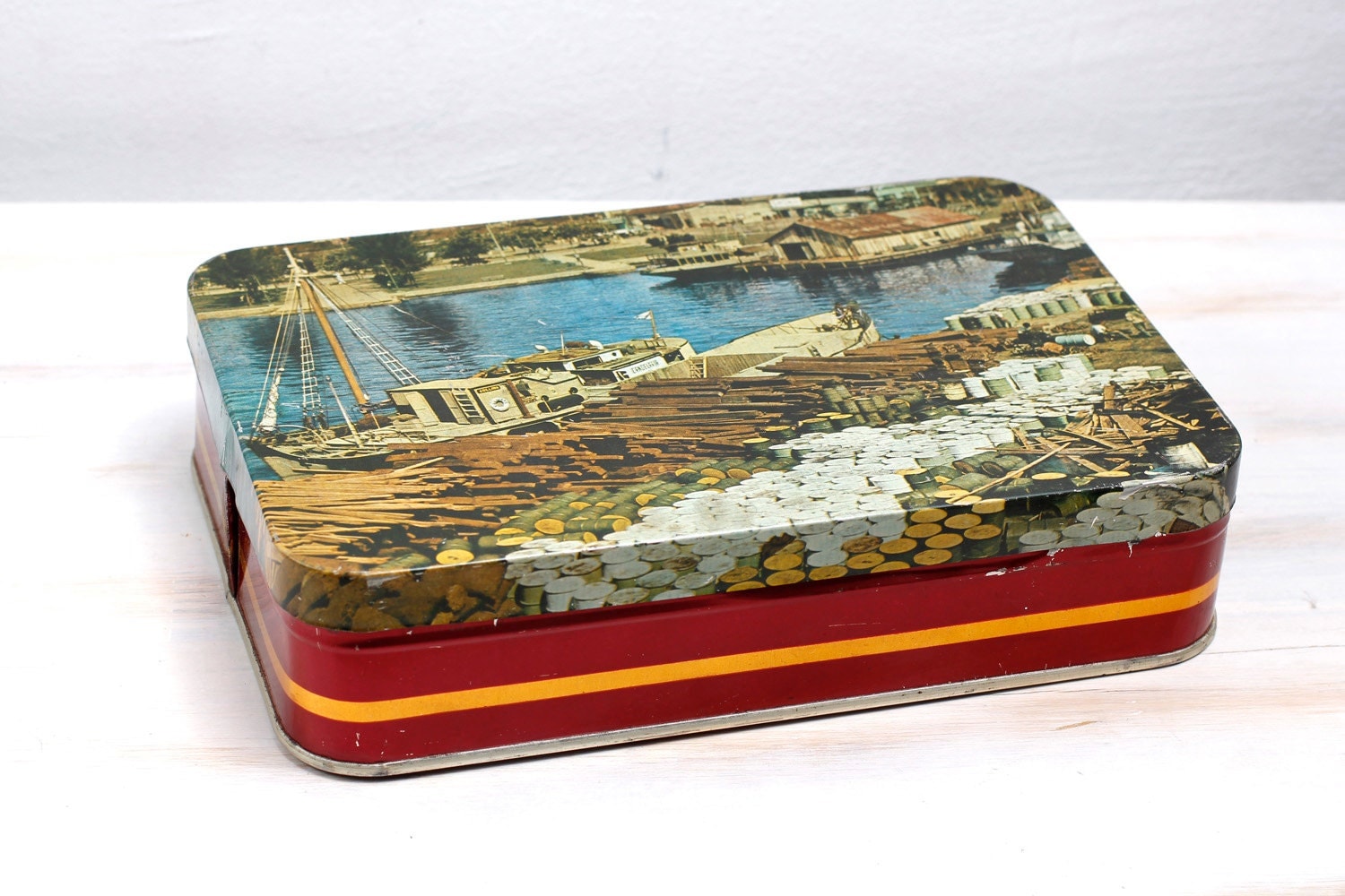 Vintage Rare Caribbean Boat Metal Tin Case Box Collectible Memory ...