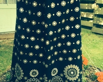 70's folky vintage metal daisy maxi skirt