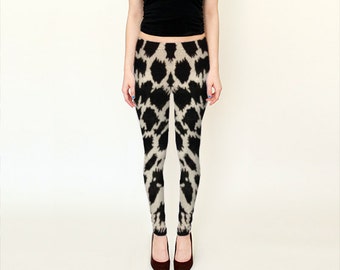 Animal Print Leggings-Cow Print Leggings-What Do You See? Leggings---Black Spots Leggings- Black Off White