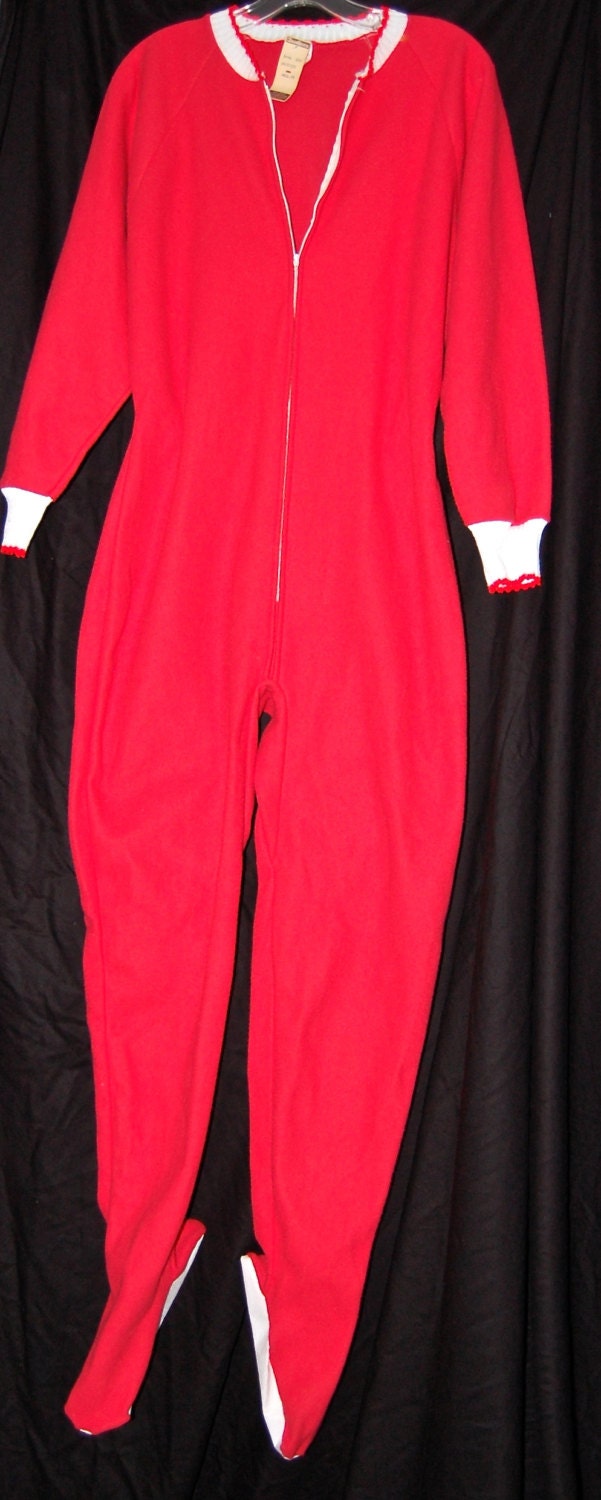 vintage dr denton's footed pajamas adult onesie nos