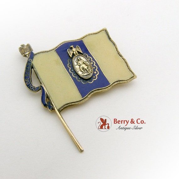 Patriotic 1775 Color Guard Flag Pin Brooch Sterling by BerrysGems