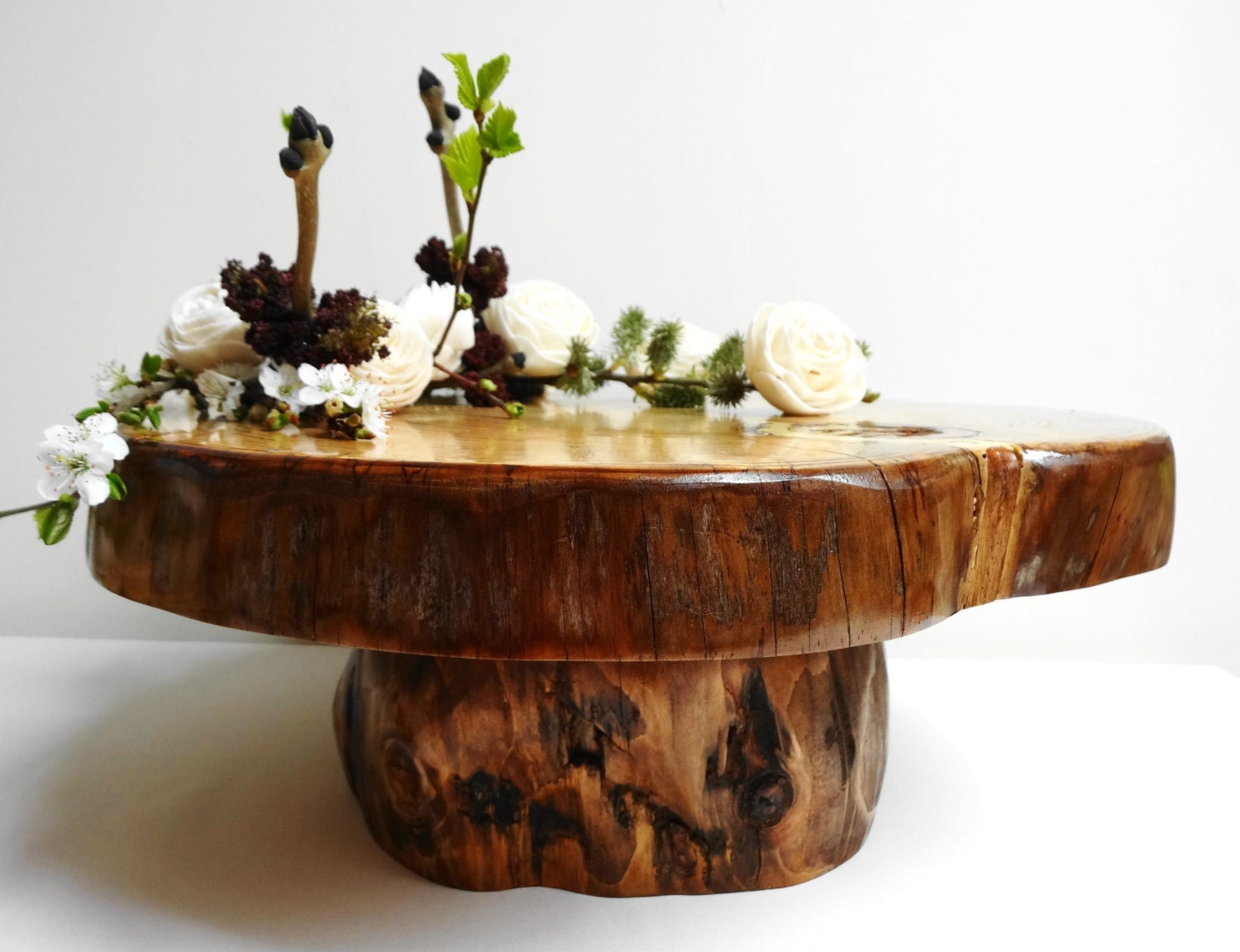 1413 Rustic Cake Stand Wood Cake Stand Rustic by DaliasWoodland