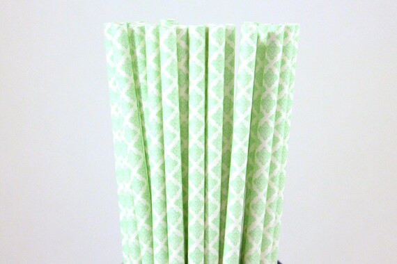 Mint Green Damask Paper Straws-Mint Green Straws-Damask Straws-Party Straws-Wedding Straws-Mason Jar Straws-Quatrefoil Straws-Paper Straws Il_570xn