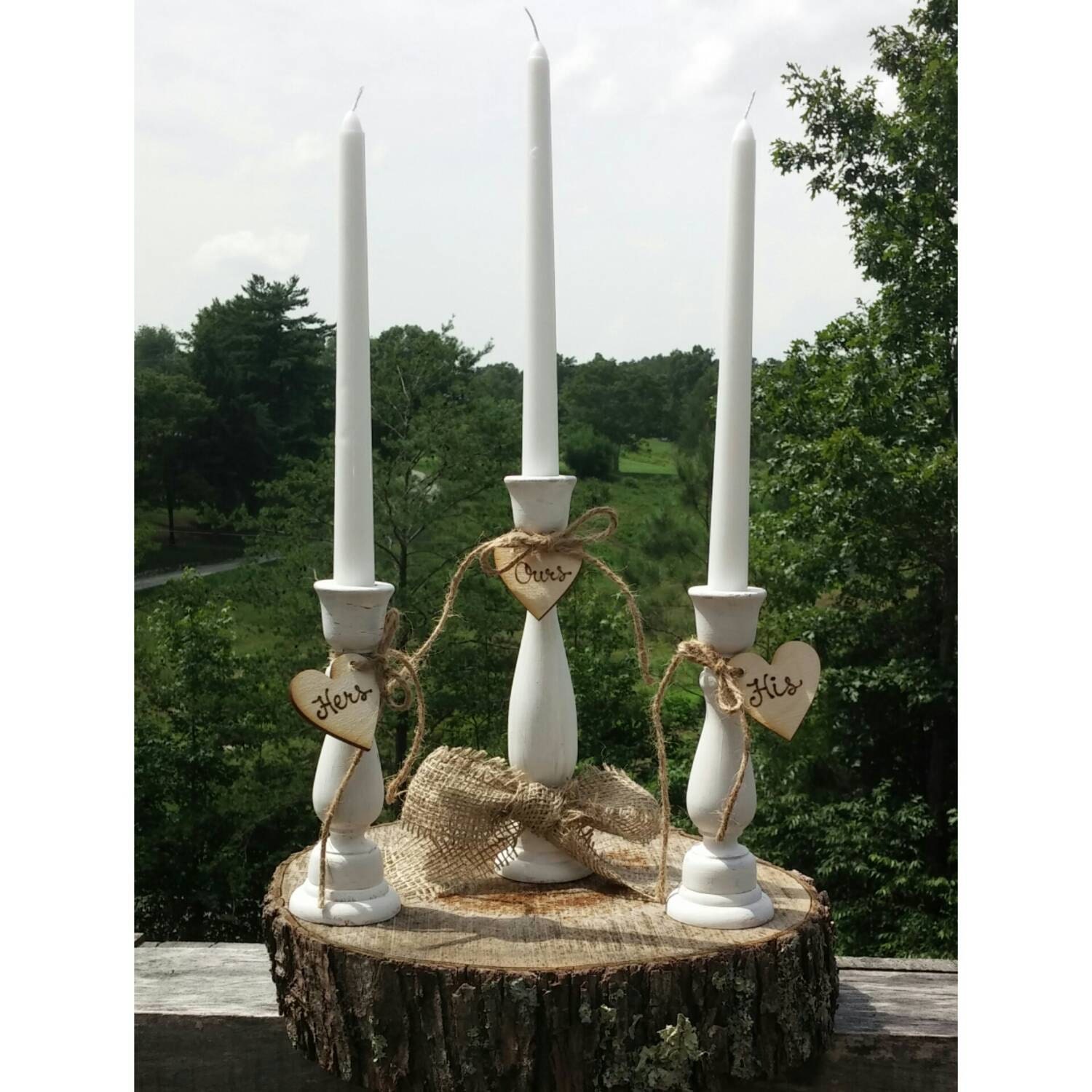 Rustic Wedding Unity Candle Holders