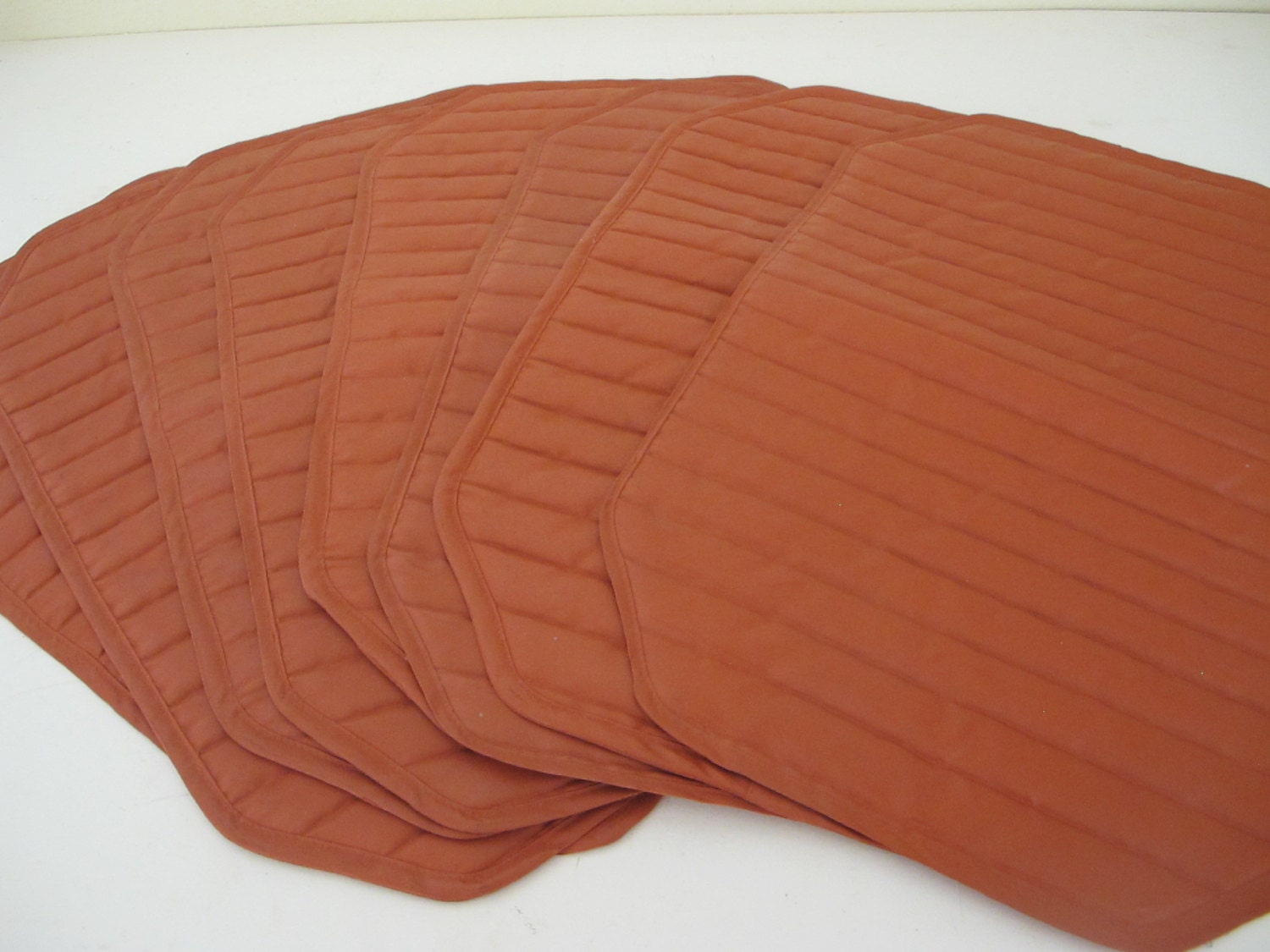 Mid Century Plastic Placemats Set 8 Rust by
