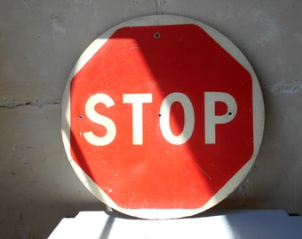 Vintage French Stop garage sign, vintage road sign.