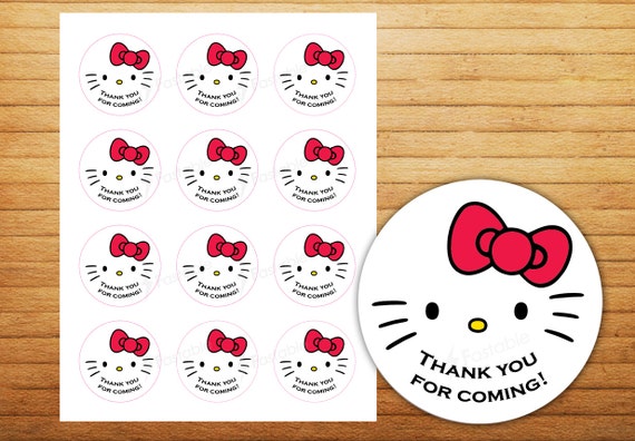 Hello Kitty Thank You Printable Sticker   Gift Bag By Fastable