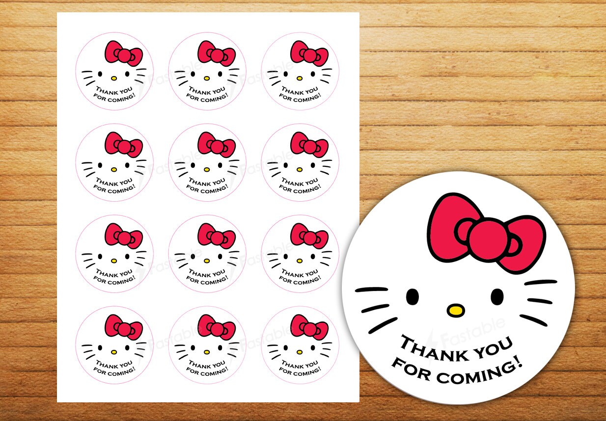 Hello Kitty Thank you Printable Sticker / Gift Bag by Fastable