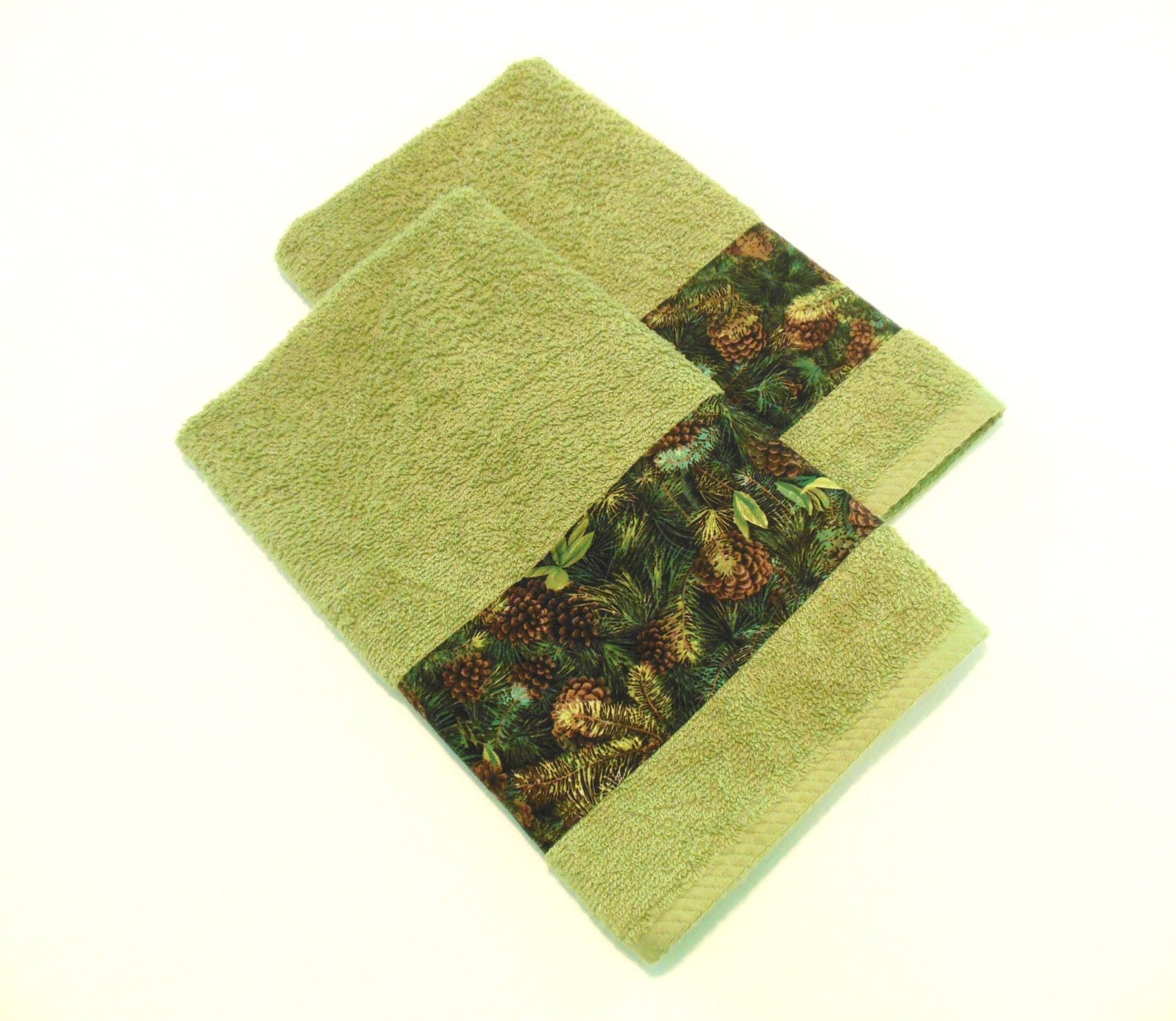 Pine Hand Towels Decorative Hand Towels Sage Green Set of 2