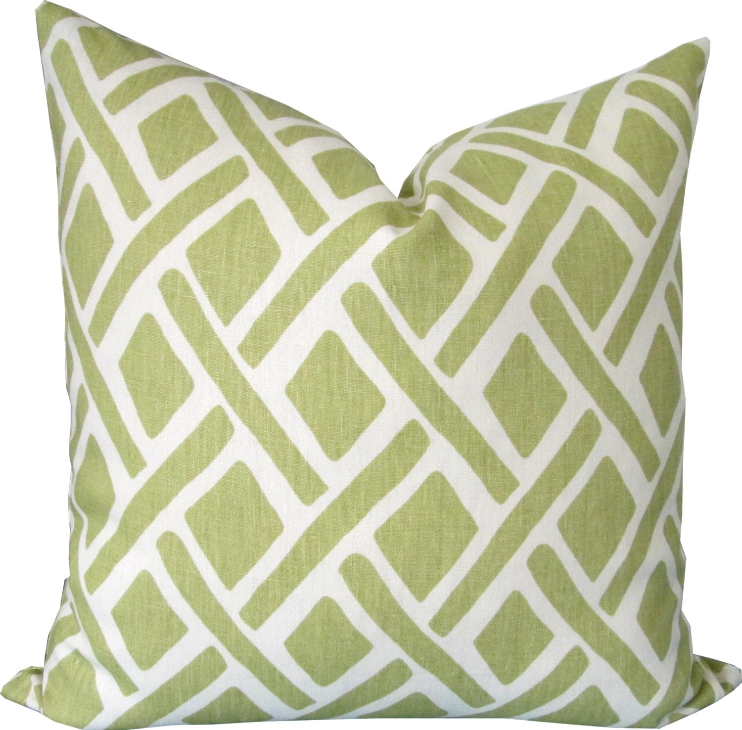 Green and Ivory Geometric-Decorative Pillow