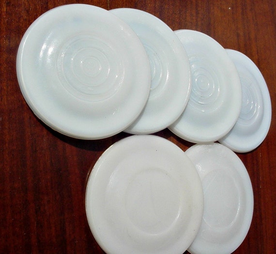 Set of 6 Milk Glass Canning Jar Lid Inserts White Glass